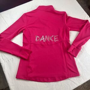 Charles River Sport Dance Hot Pink Long Sleeve Shirt Small Rhinestones Bling